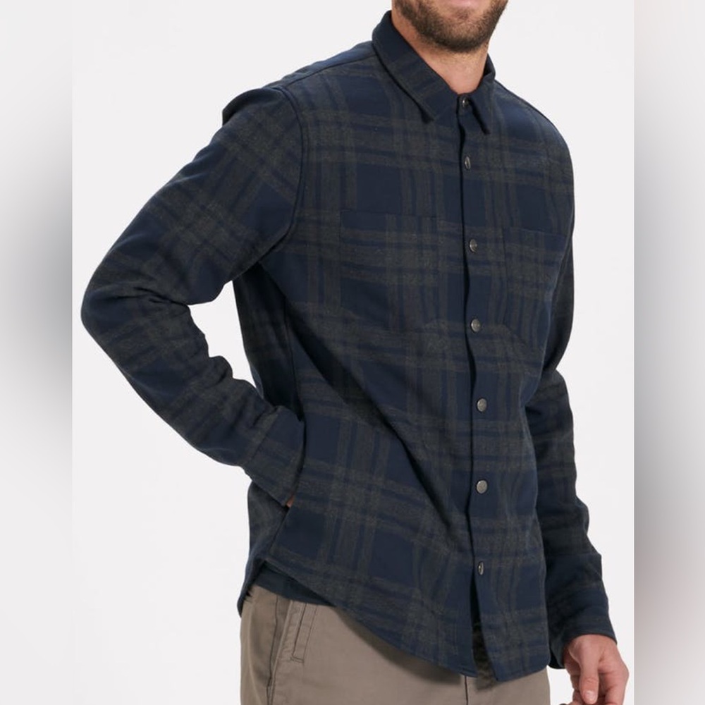 Vuori Navy and Gray Plaid Button Down Shirt
